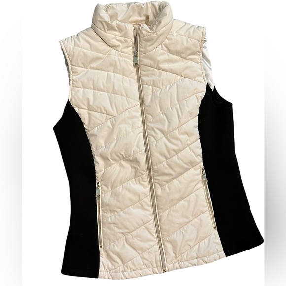 Calvin Klein Cream & Black Puffer Vest, Size Medium/Large - Picture 1 of 6